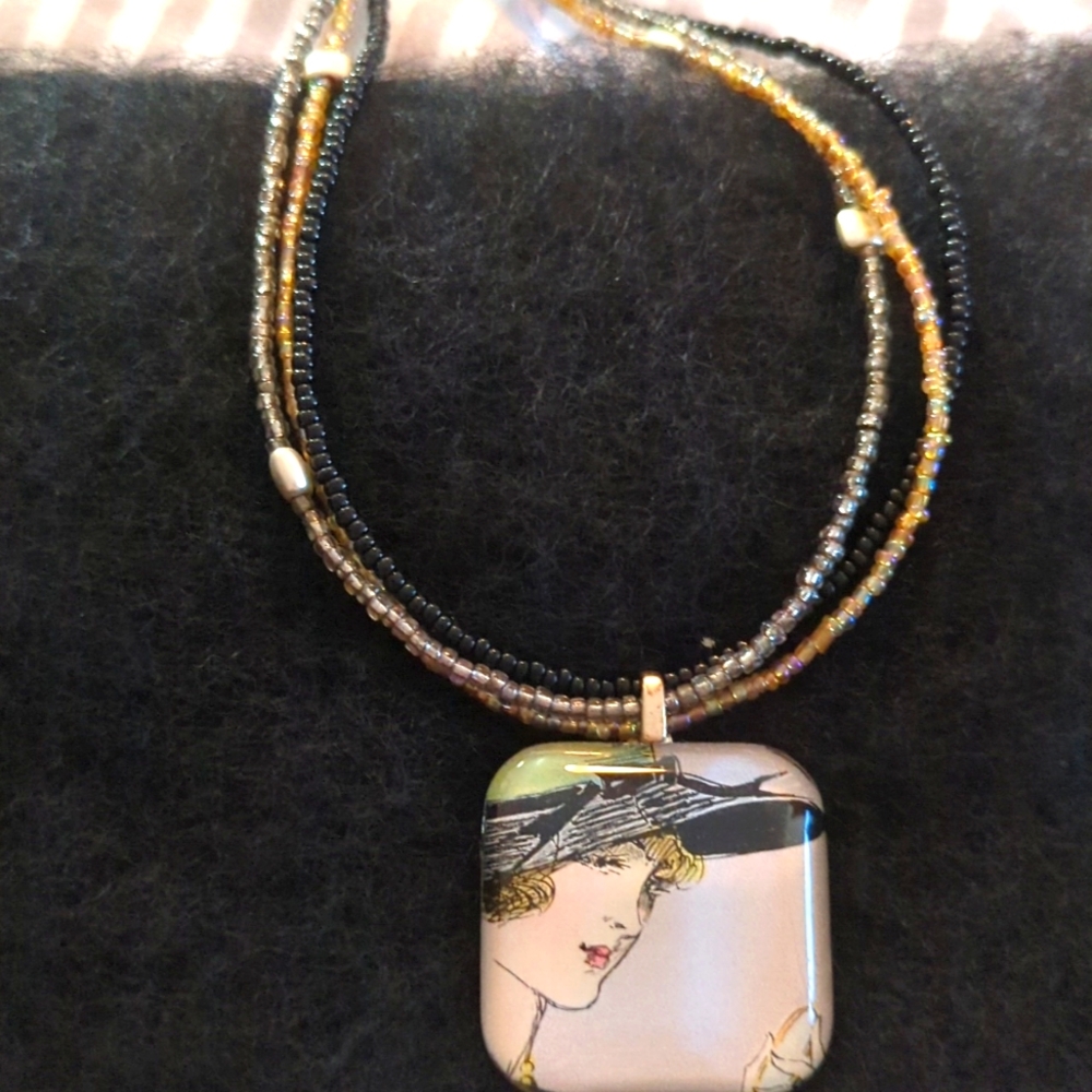 Black. Silver Gold. Necklace. Toggle switch clasp Sale